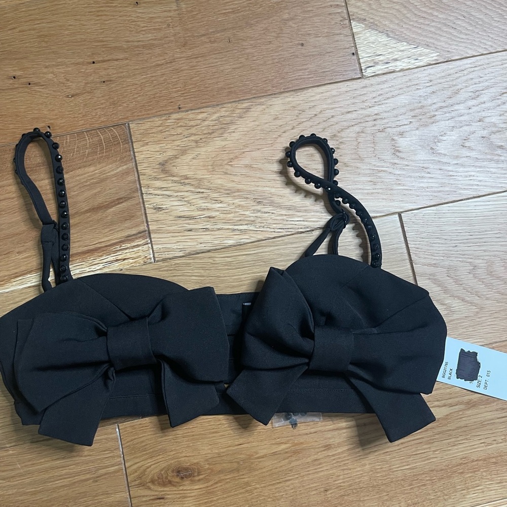 Nordstrom Black Bow-Accent Bralette